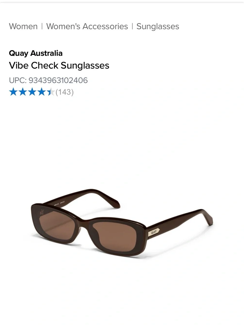 Quay Australia Vibe Check Rectangular Brown Sunglasses